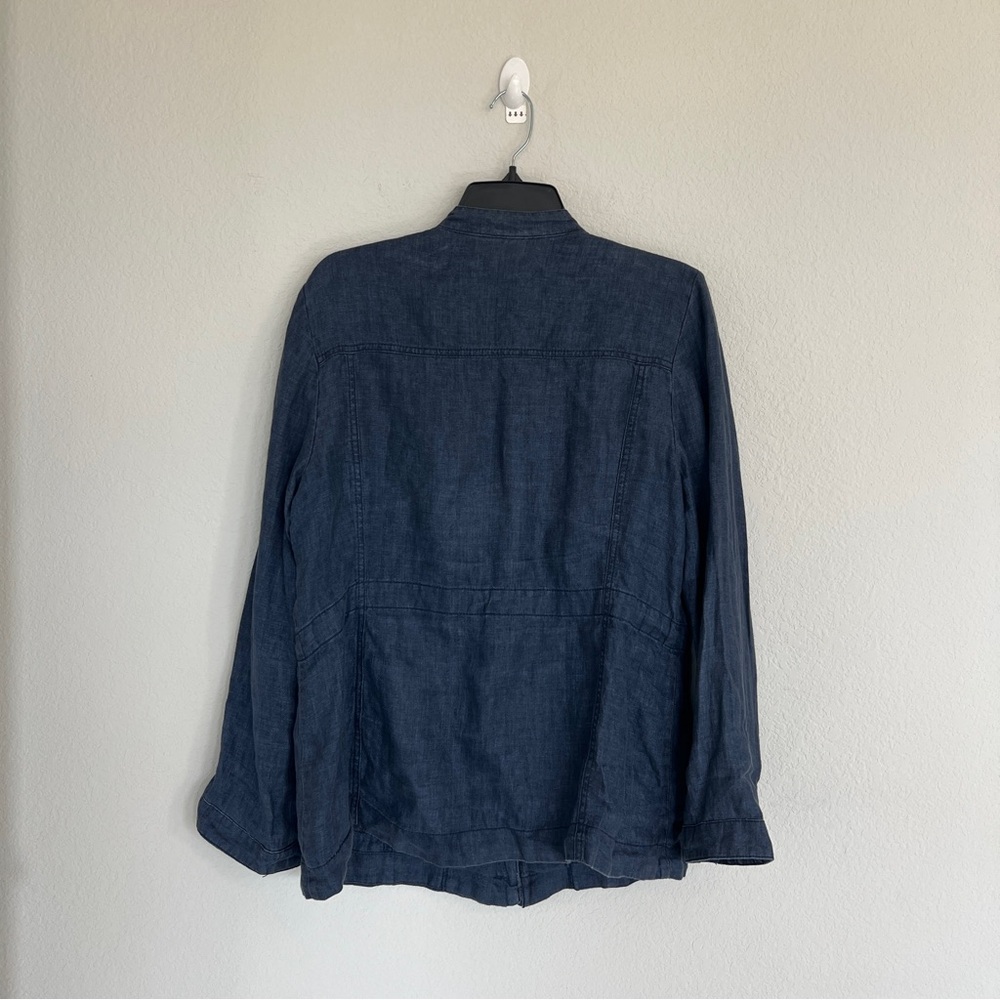 Chico’s Indigo Linen Utility Jacket Size Large - Picture 10 of 10